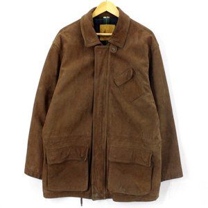Vintage Forest Club Suede Jacket Coat Men's Retro Brown Long Size Large L 90's